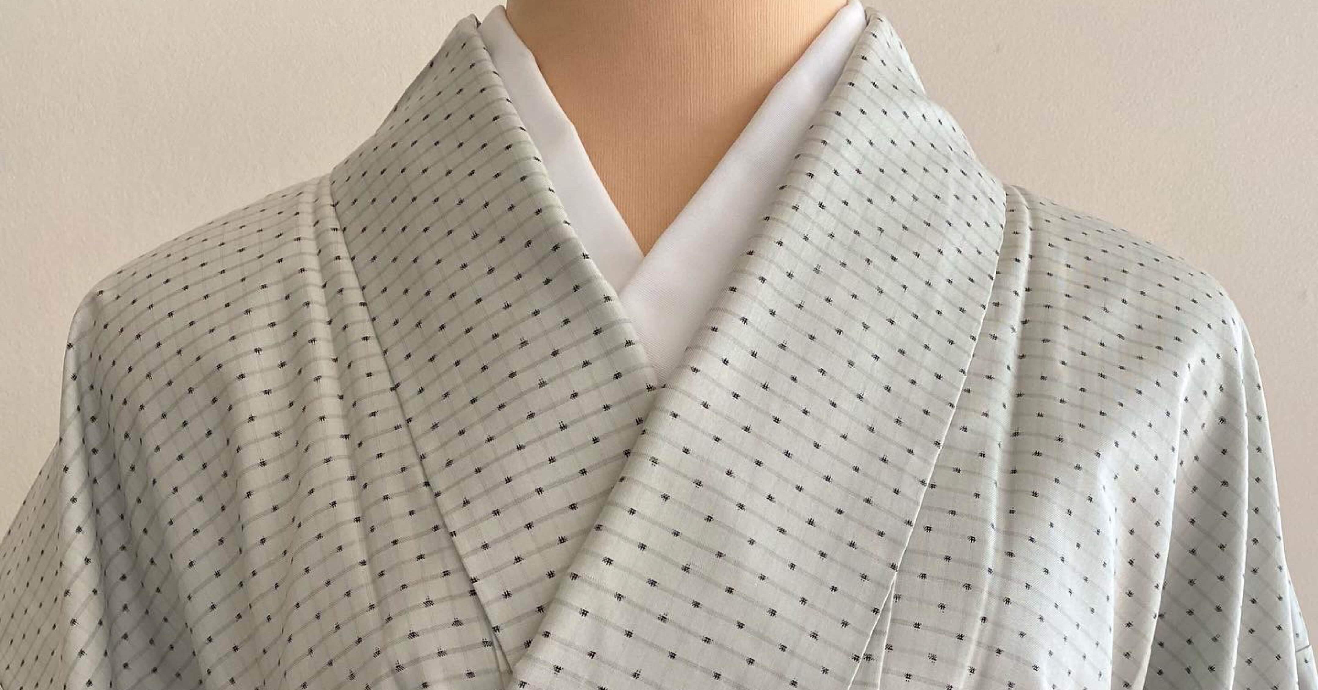 ミントグリーン優色大島紬単衣着物｜夢吉きもの