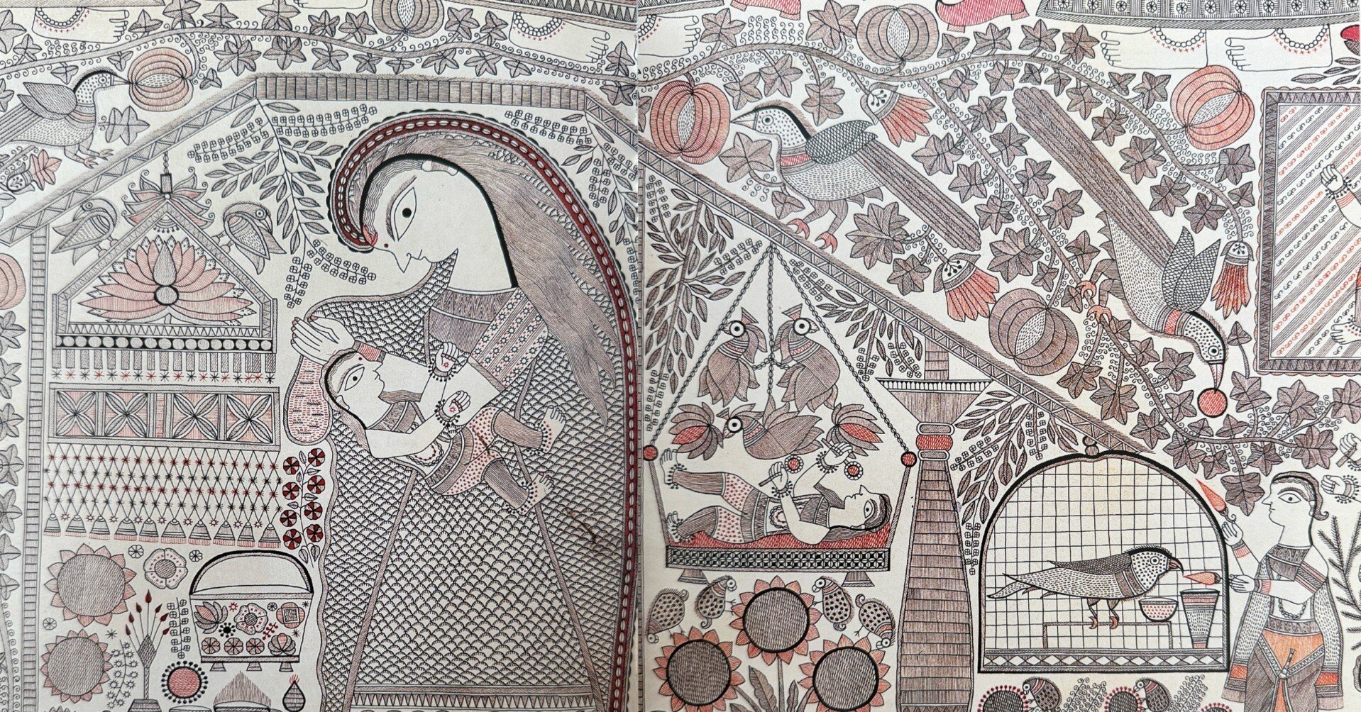 プリミティブで美しいインドの民族絵画 | ミティラー画 | #002