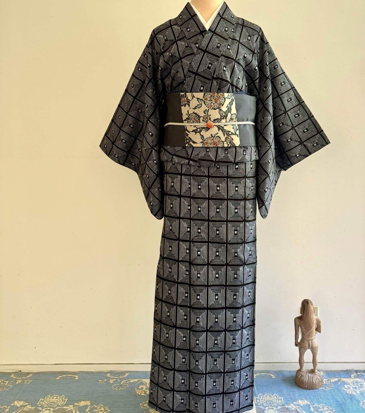 四角模様久留米絣単衣着物｜夢吉きもの