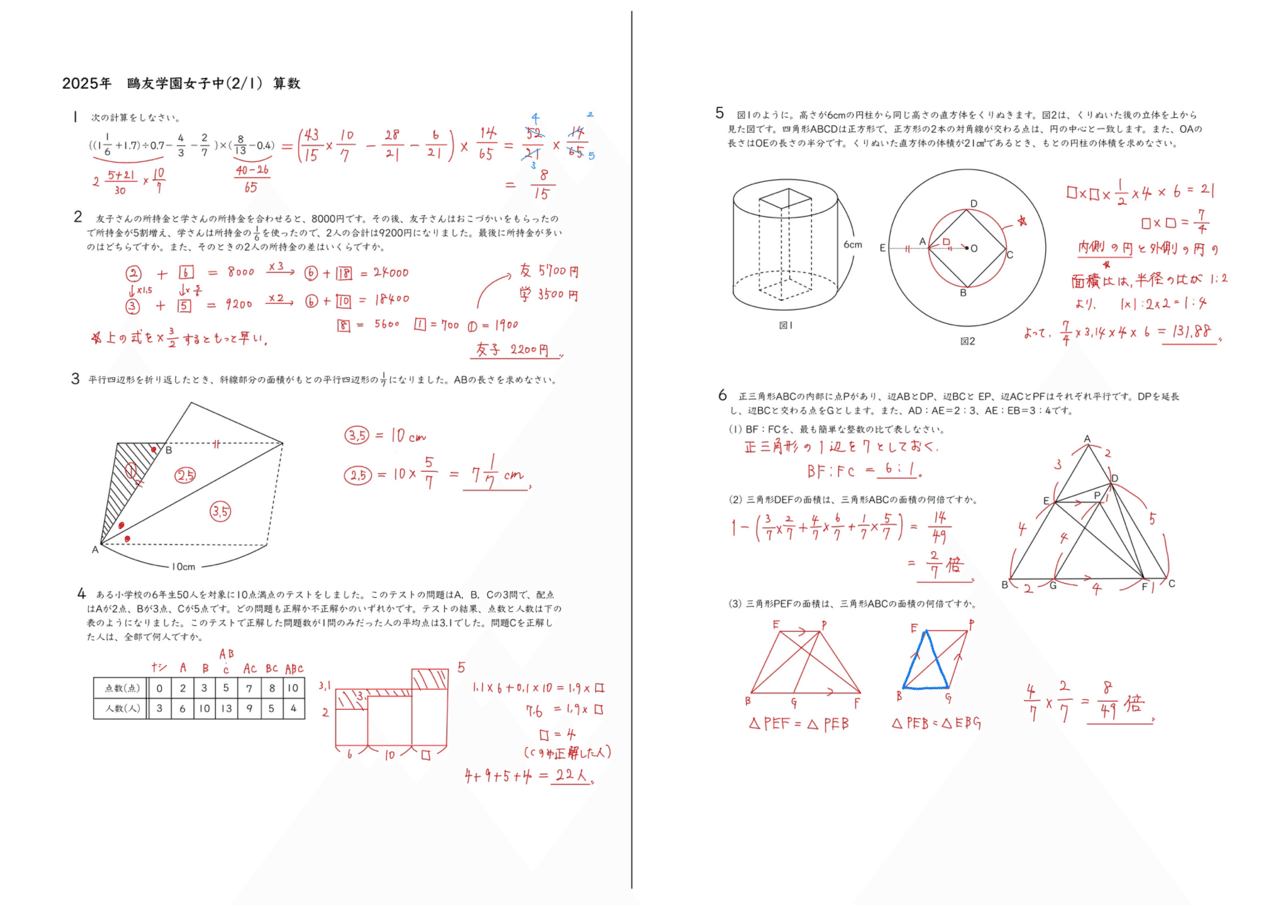 鴎友学園女子中学校 鴎友（鷗友学園女子中学校 入試対策資料集