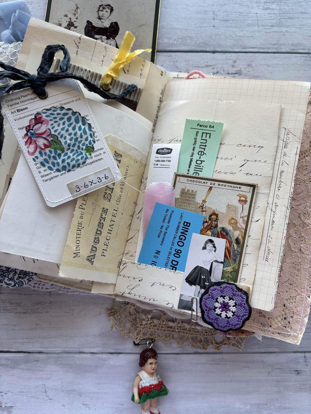 世界で一つのジャンクジャーナルに1940年代スクラップブック 紙モノ