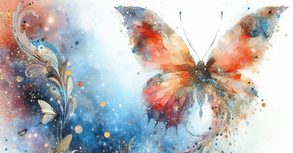 390[生成AI]七色の蝶が羽ばたく瞬間[Image Creator]｜久藤 あかり