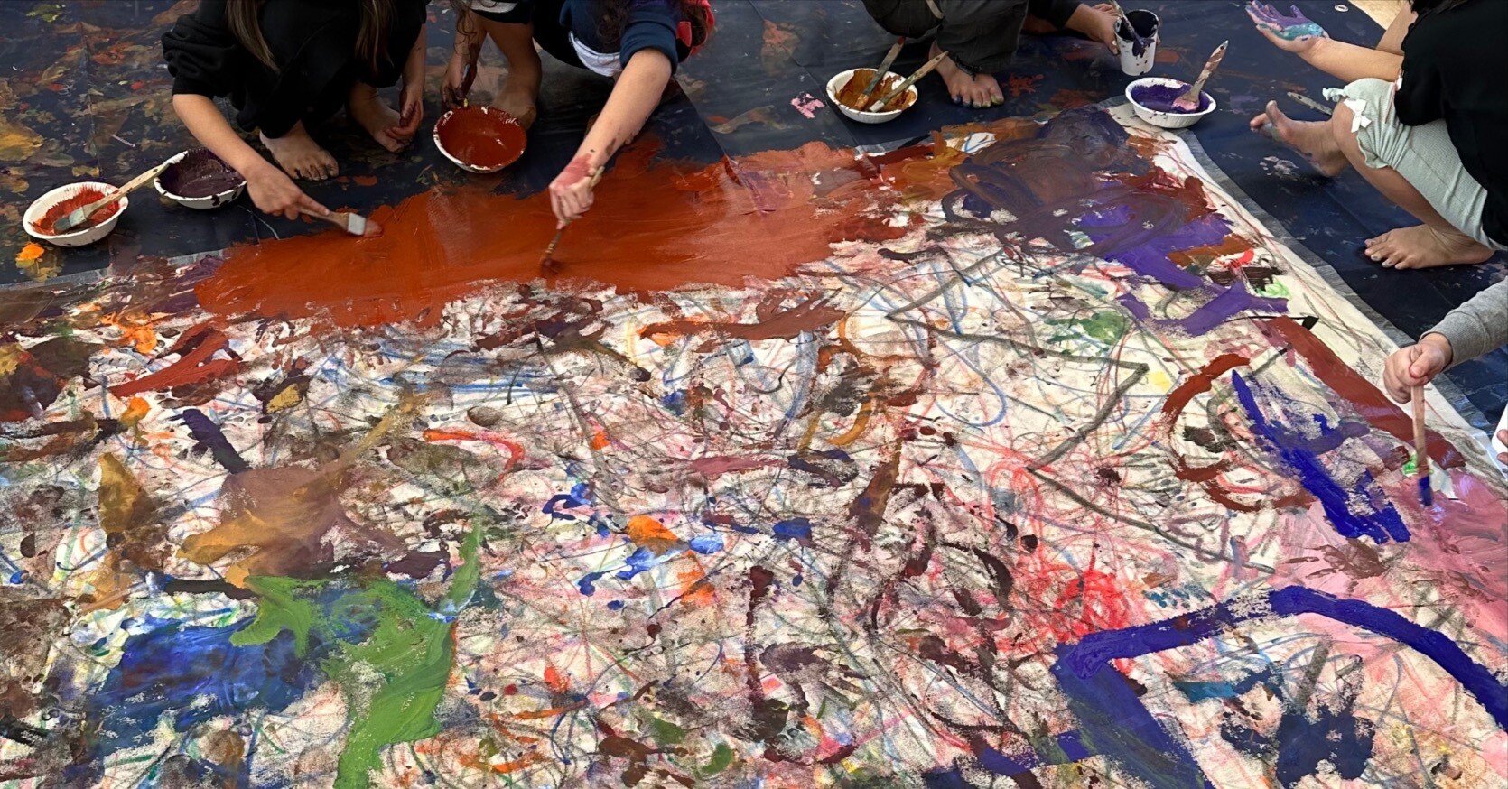 レポ・考察] 園児と大きな抽象絵画を制作しました｜山本雄基