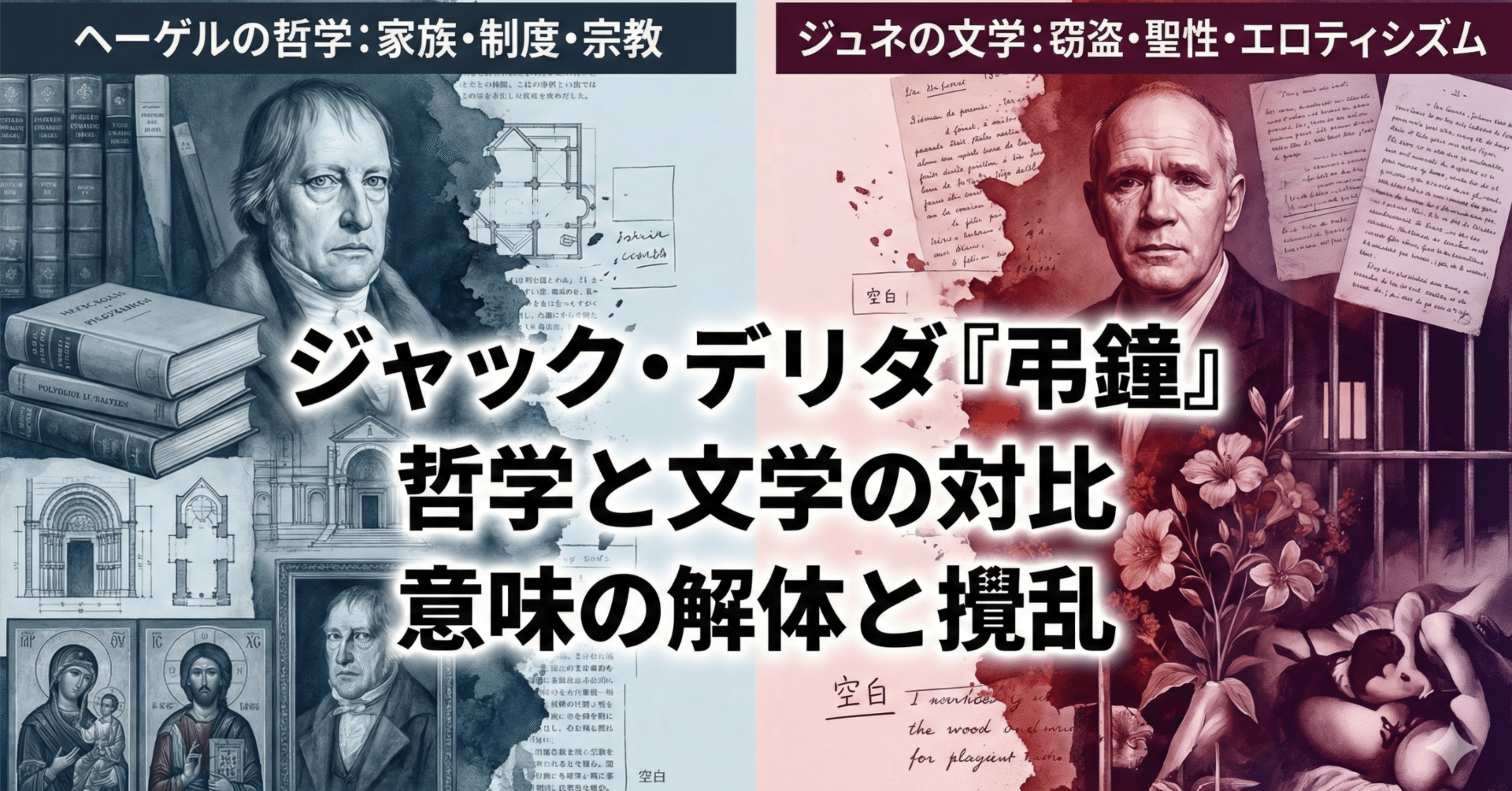 NotebookLM】ジャック・デリダ『弔鐘』：哲学と文学の対比、意味の解体