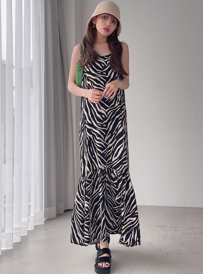 GRL(グレイル)の「ゼブラ柄ティアードキャミワンピース」 - PARTE