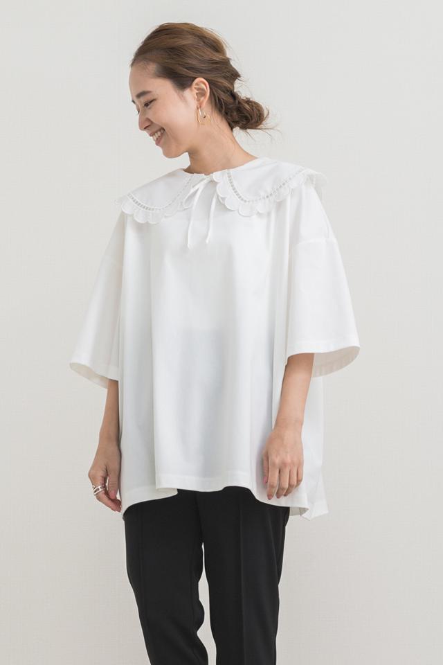 yori(ヨリ)の「スカラップカラーカットソー【2021SP】2月上旬入荷