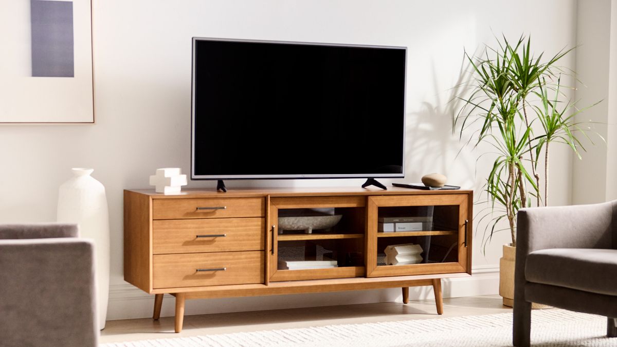 Mid-Century Glass Media Console (72