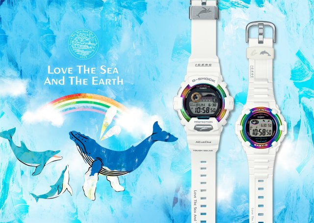 カシオ“G-SHOCK”＆“BABY-G”からイルカ・クジラが描く虹をモチーフに