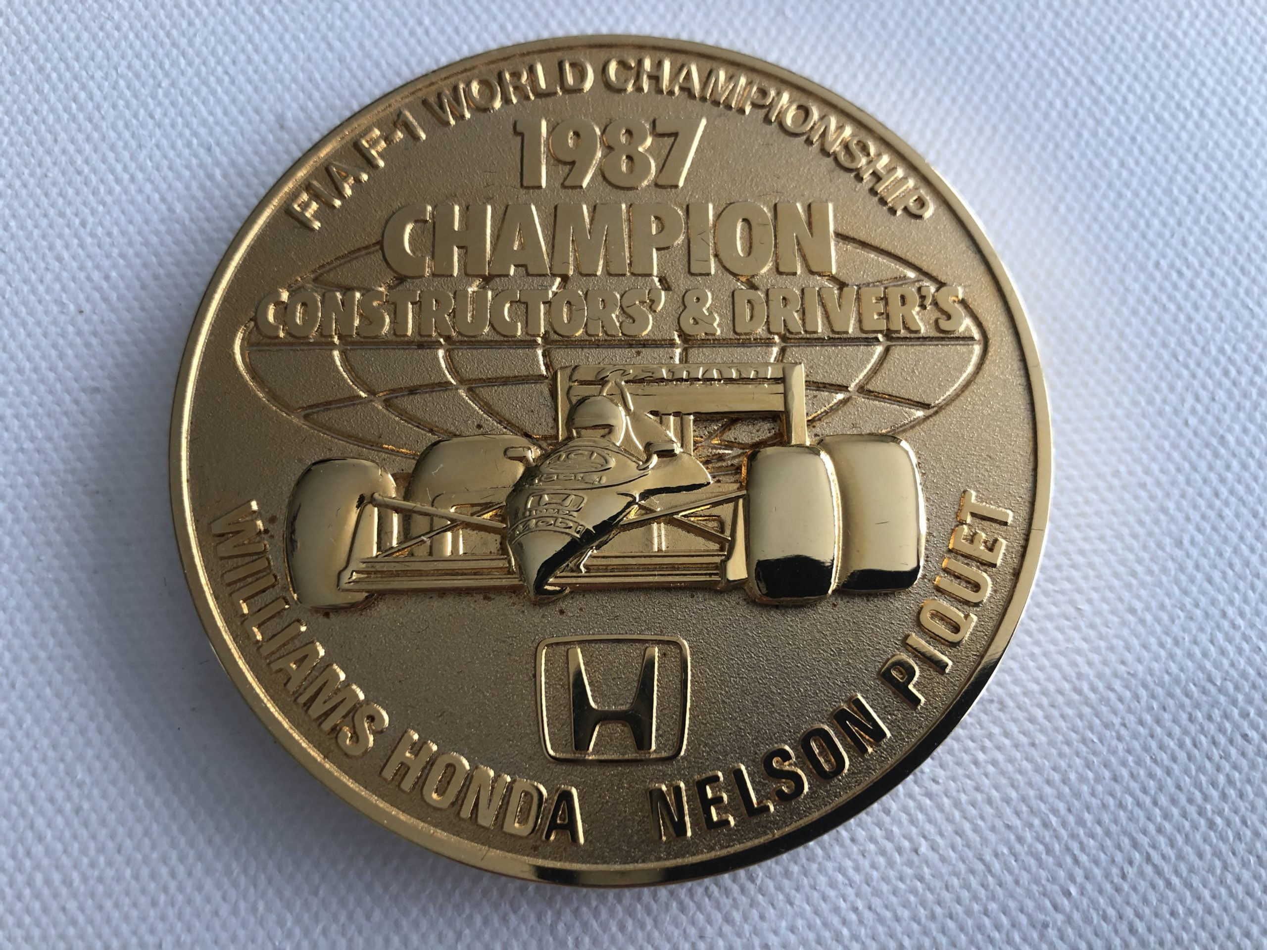 1987 F1CHAMPIONメダル Nelson Piquet / Williams Honda