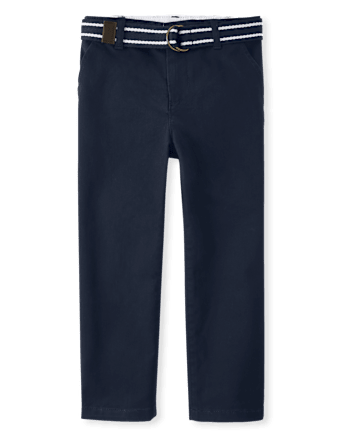 Boys Wrinkle Resistant Belted Chino Pants - Uniform - BLUE | Gymboree