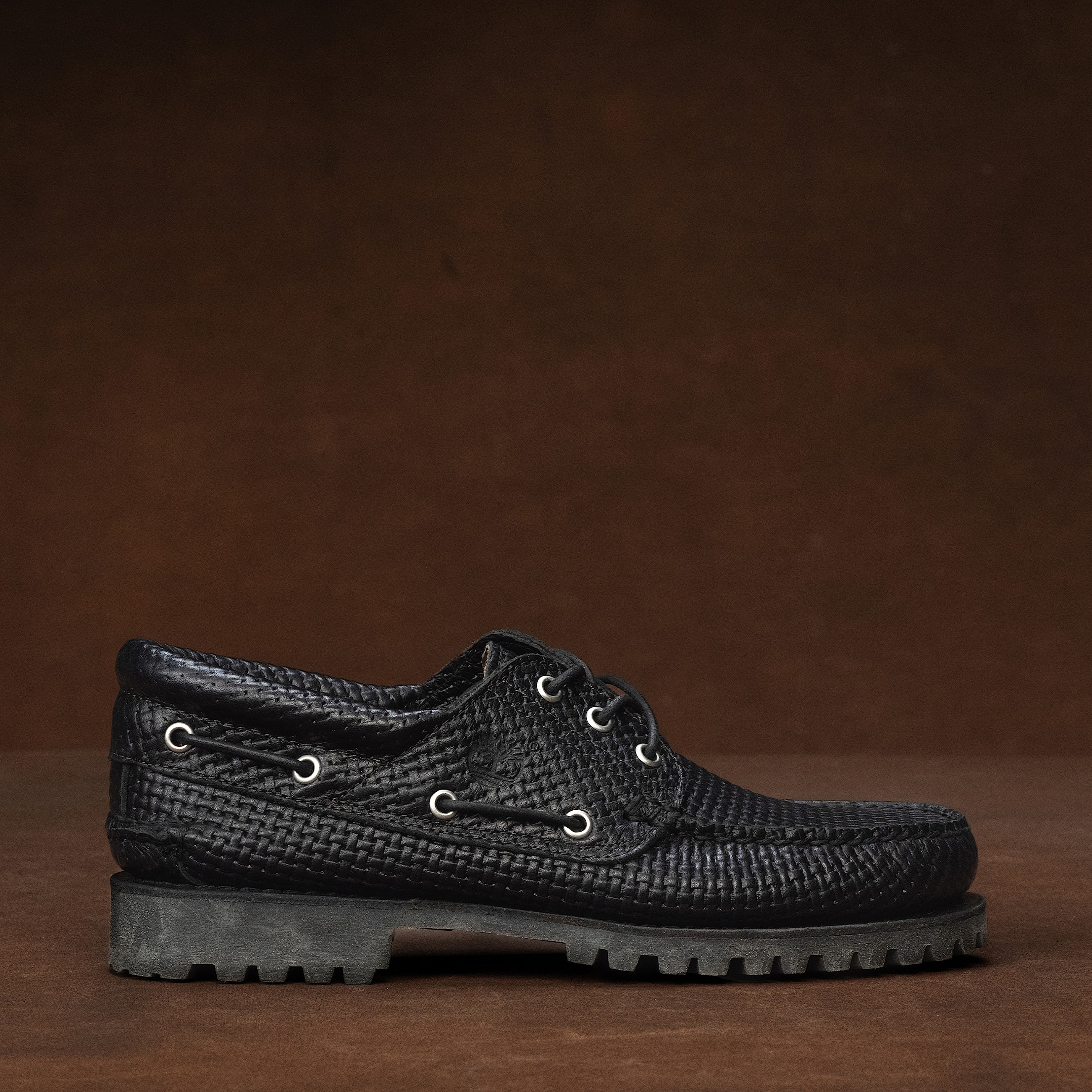 Timberland® Authentic 3-Eye Lug Handsewn Boat Shoe for Men in Black