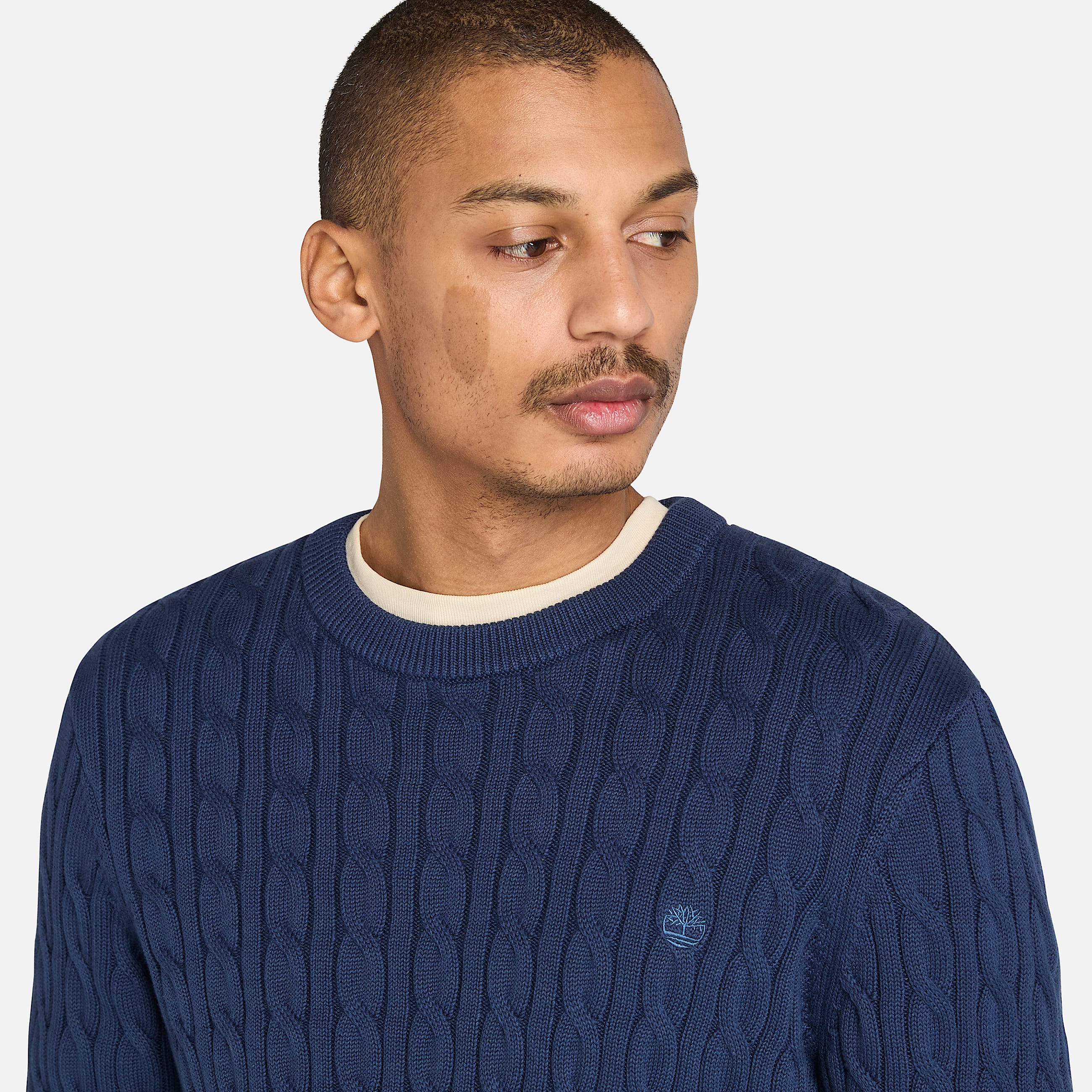 Williams River Crewneck Cable-knit Jumper for Men in Dark Blue