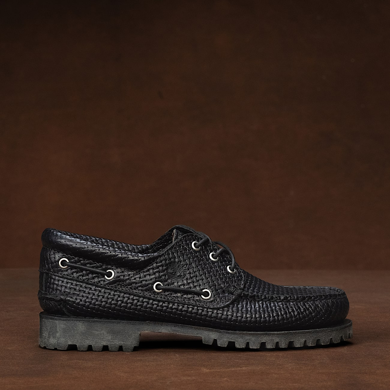 Timberland® Authentic 3-Eye Lug Handsewn Boat Shoe for Men in Black