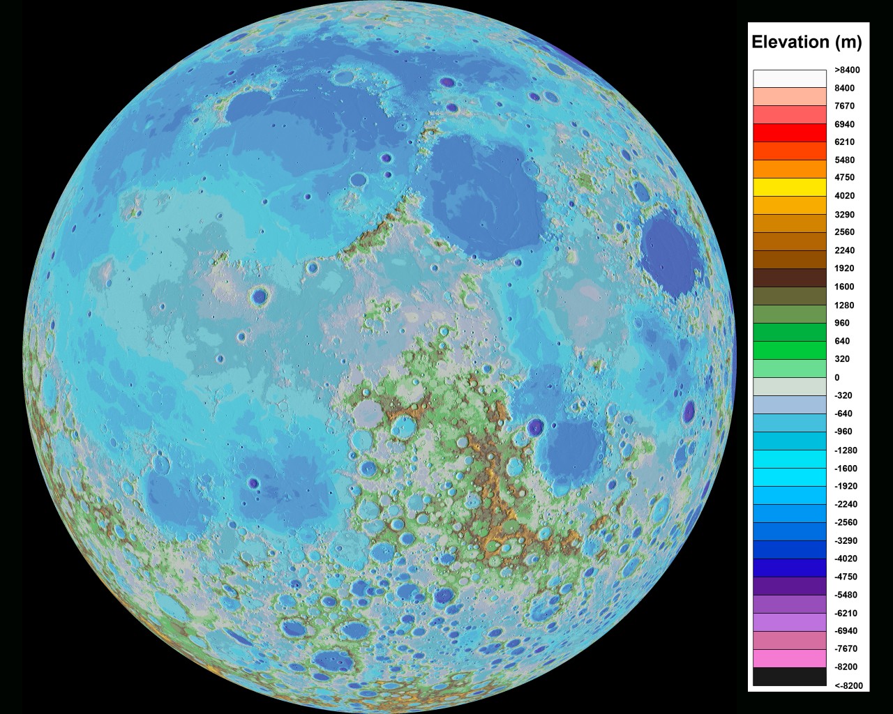 標高で色分けした月の表と裏の地形マップ | アストロピクス