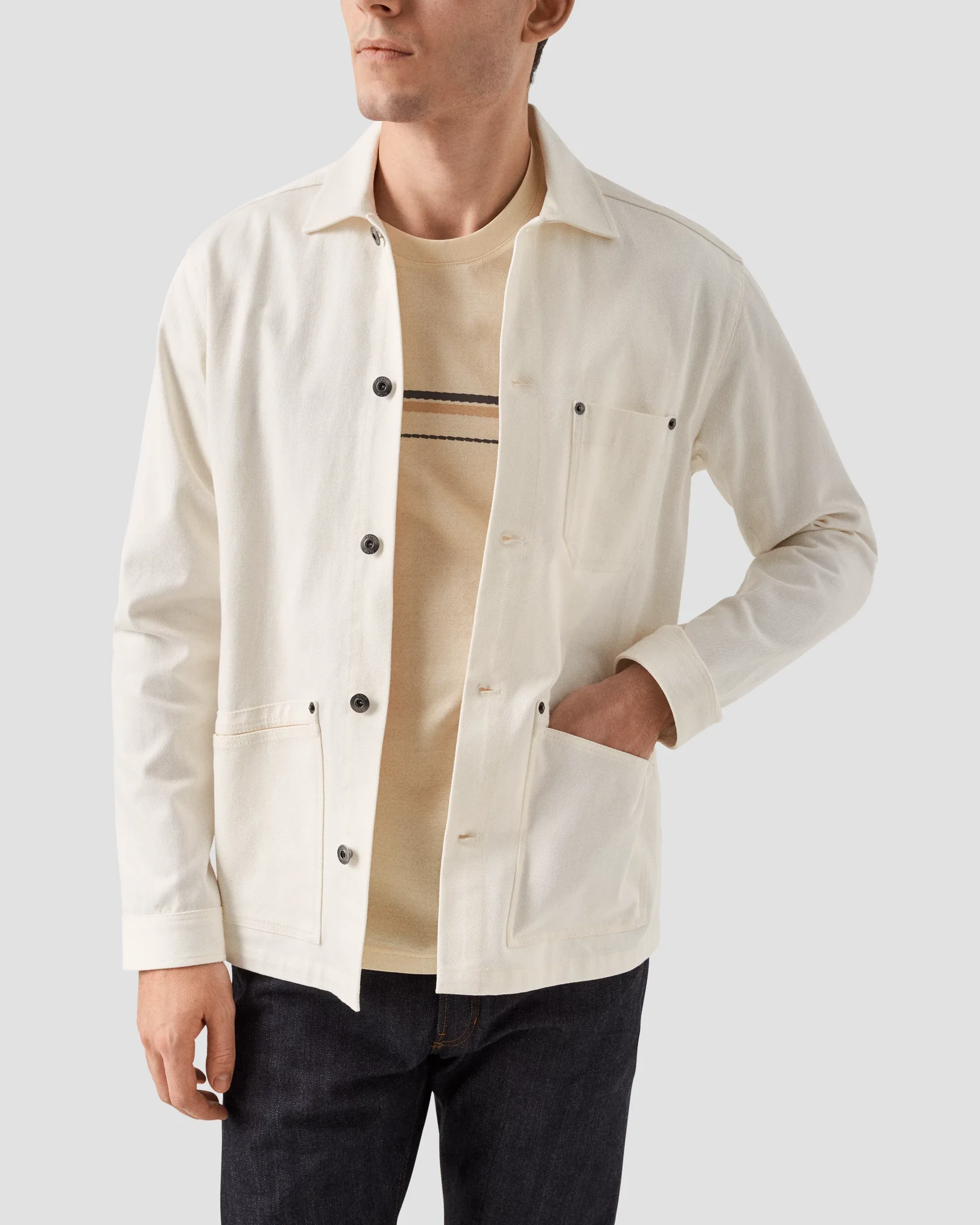 Light Brown Striped Filo di Scozia T-Shirt - Eton