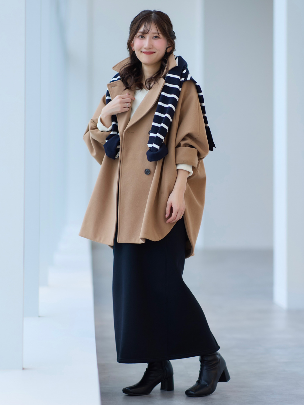 コージーメルトンケープコートZ+E」の着用コーディネート| ジーユー