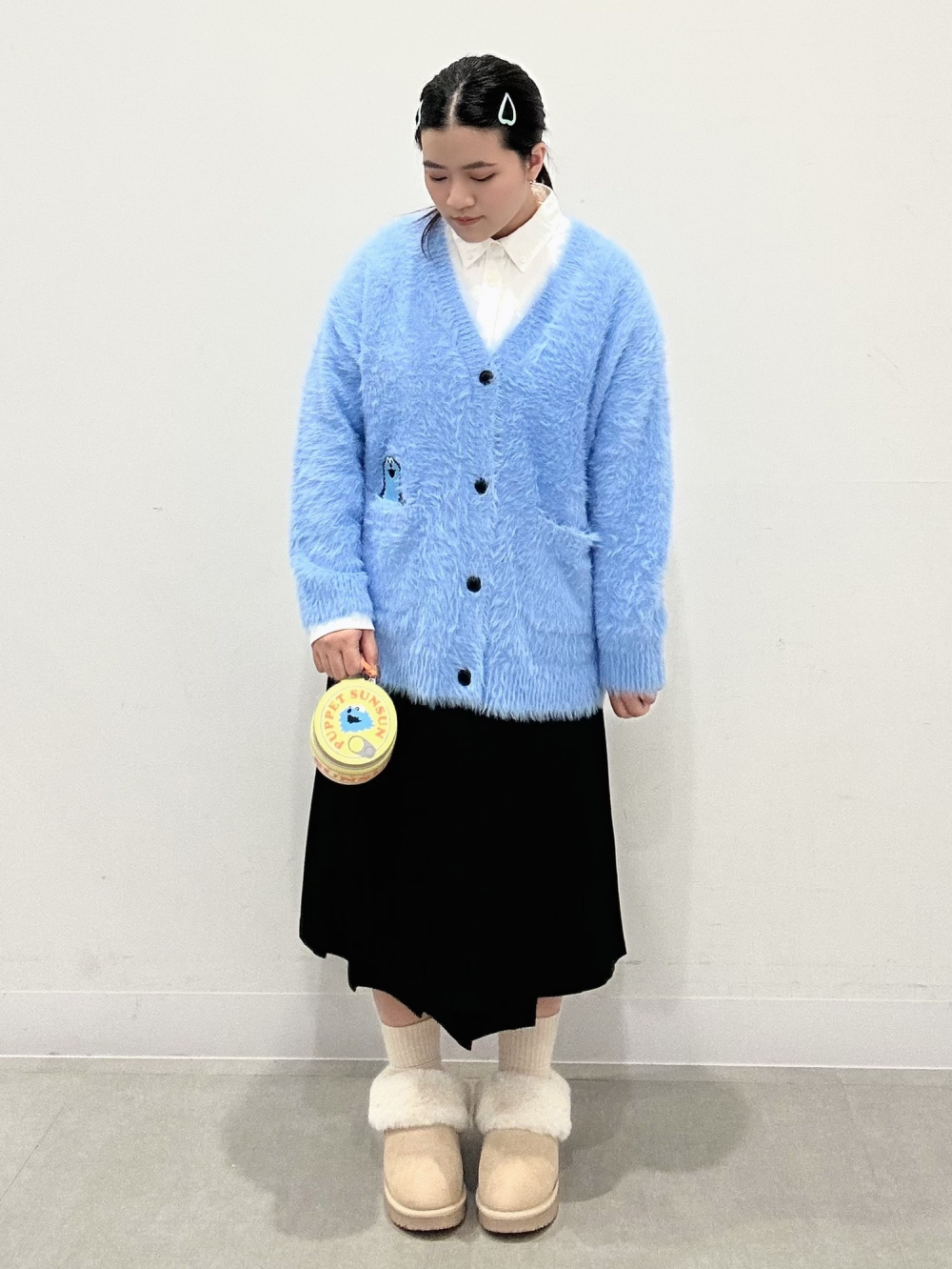 オーバーサイズカーディガン パペットスンスン、ポーチ パペット