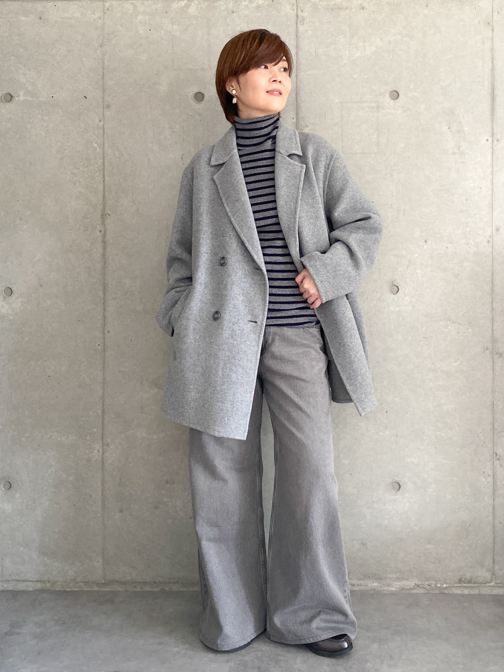 ダブルフェイスショートコート、ウルトラストレッチジーンズ/ミドル