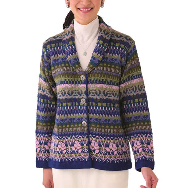 アルパカ へちま襟カーディガン （ブルー）｜【アルパカタウン