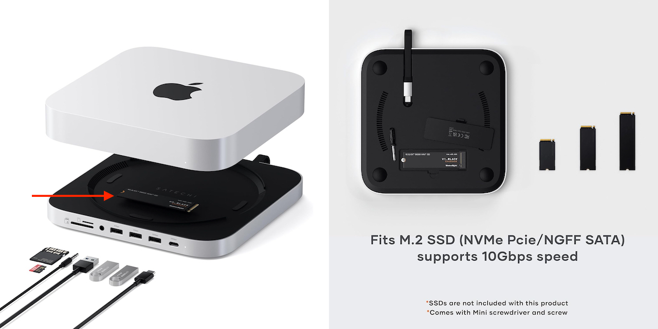 米Satechi、USB 3.2 Gen 2対応のUSB-A/-Cポートを搭載しM.2 NVMe SSDを