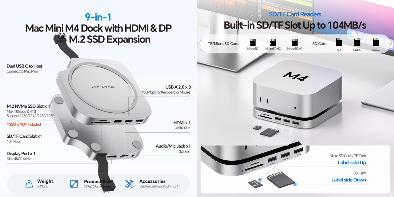PULWTOP、HDMIとDisplayPortを備えトリプルディスプレイ出力が可能な
