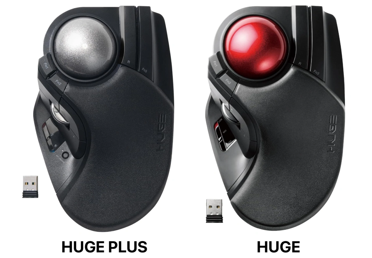 エレコム、2017年発売の52mm大型トラックボール「HUGE」のリニューアル