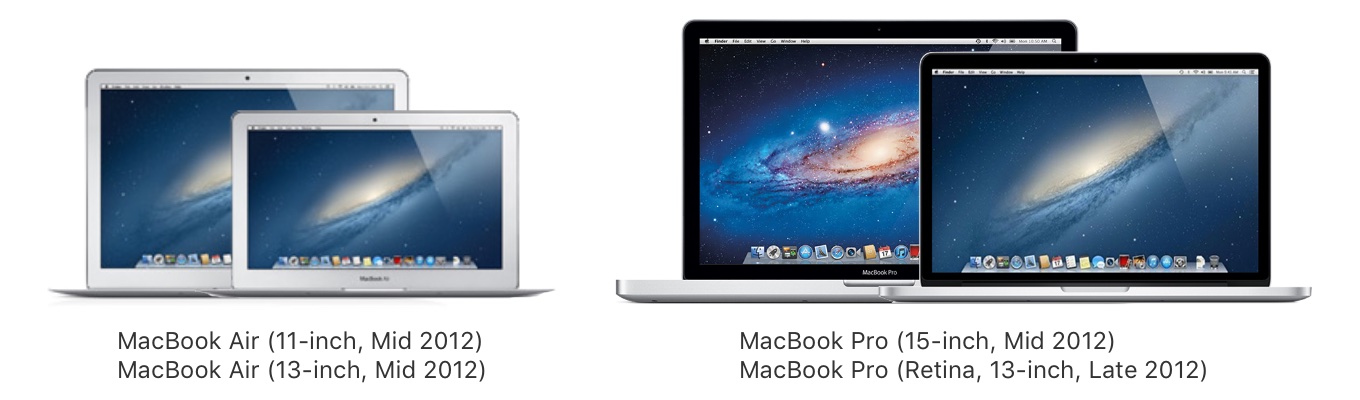 Apple、MacBook Air (Mid 2012)やMacBook Pro (Retina, 13-inch, Late