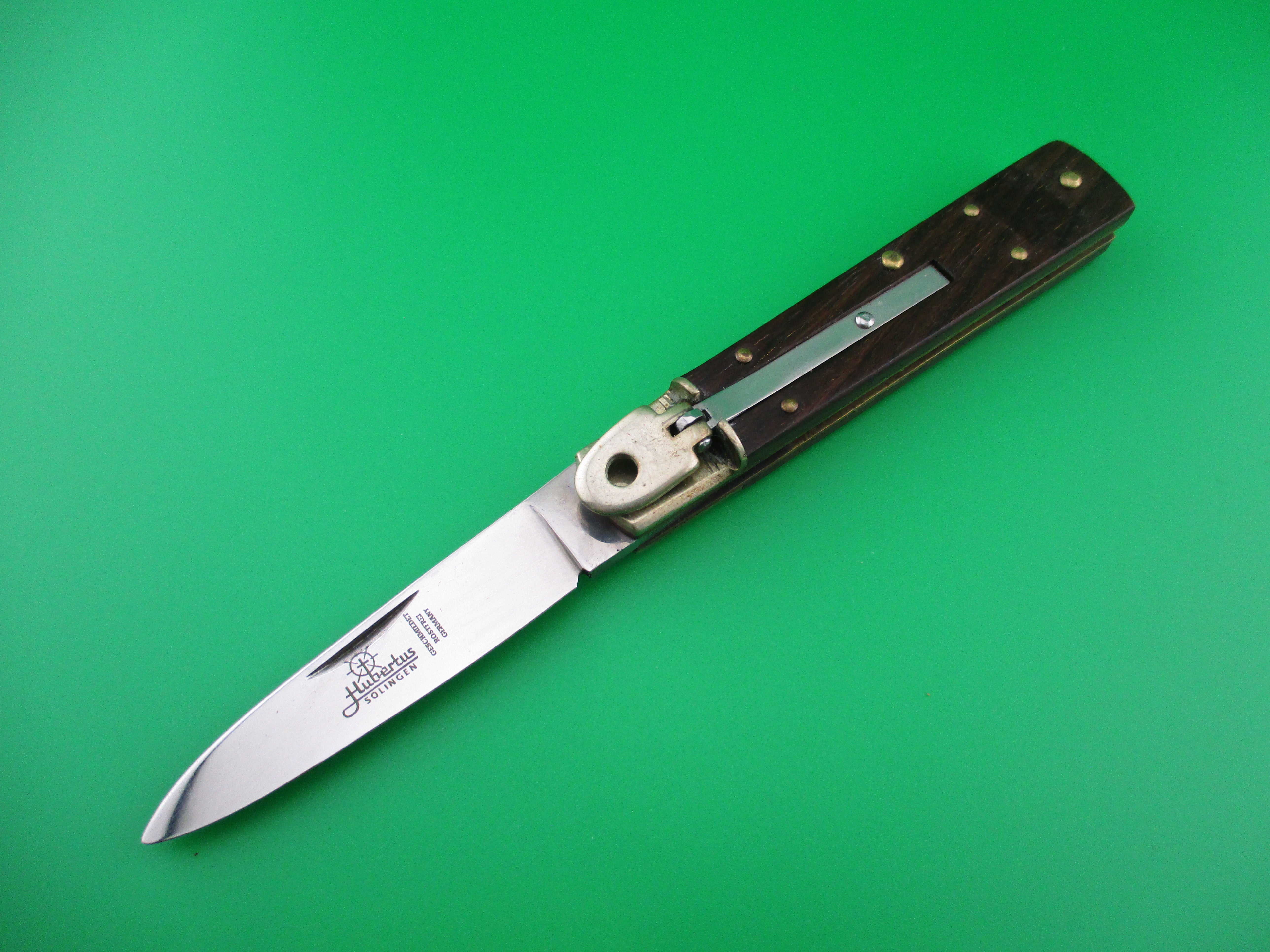 z Hubertus 9cm German short slimline Wood scales switchblade