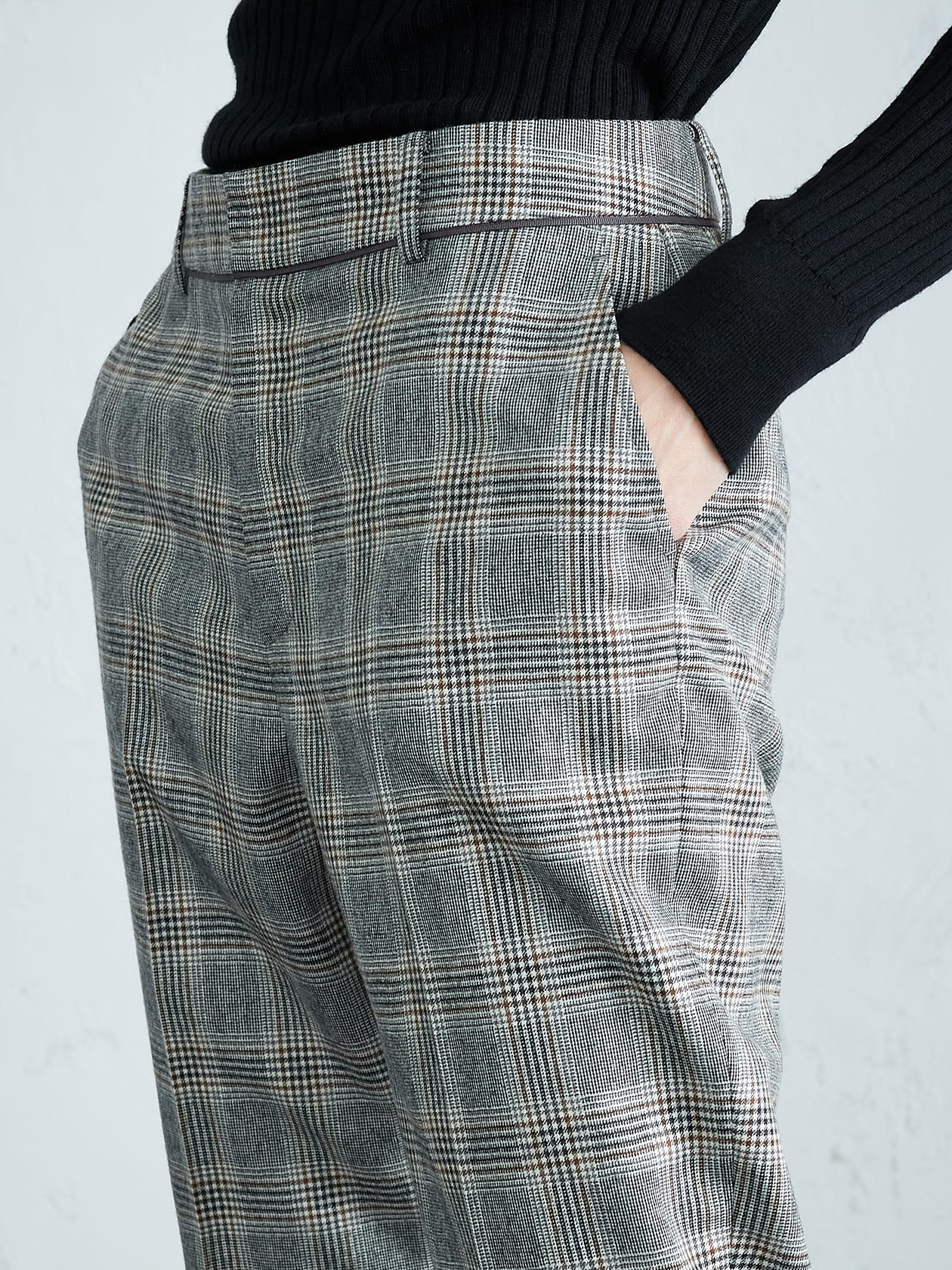 グレンチェック テーパードパンツ