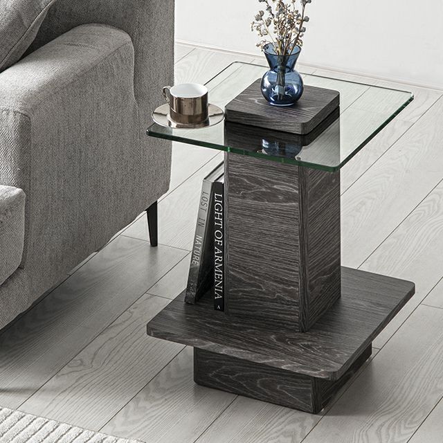 アルモニア ブラックサイドテーブル ガラス天板 アルモニア ブラック