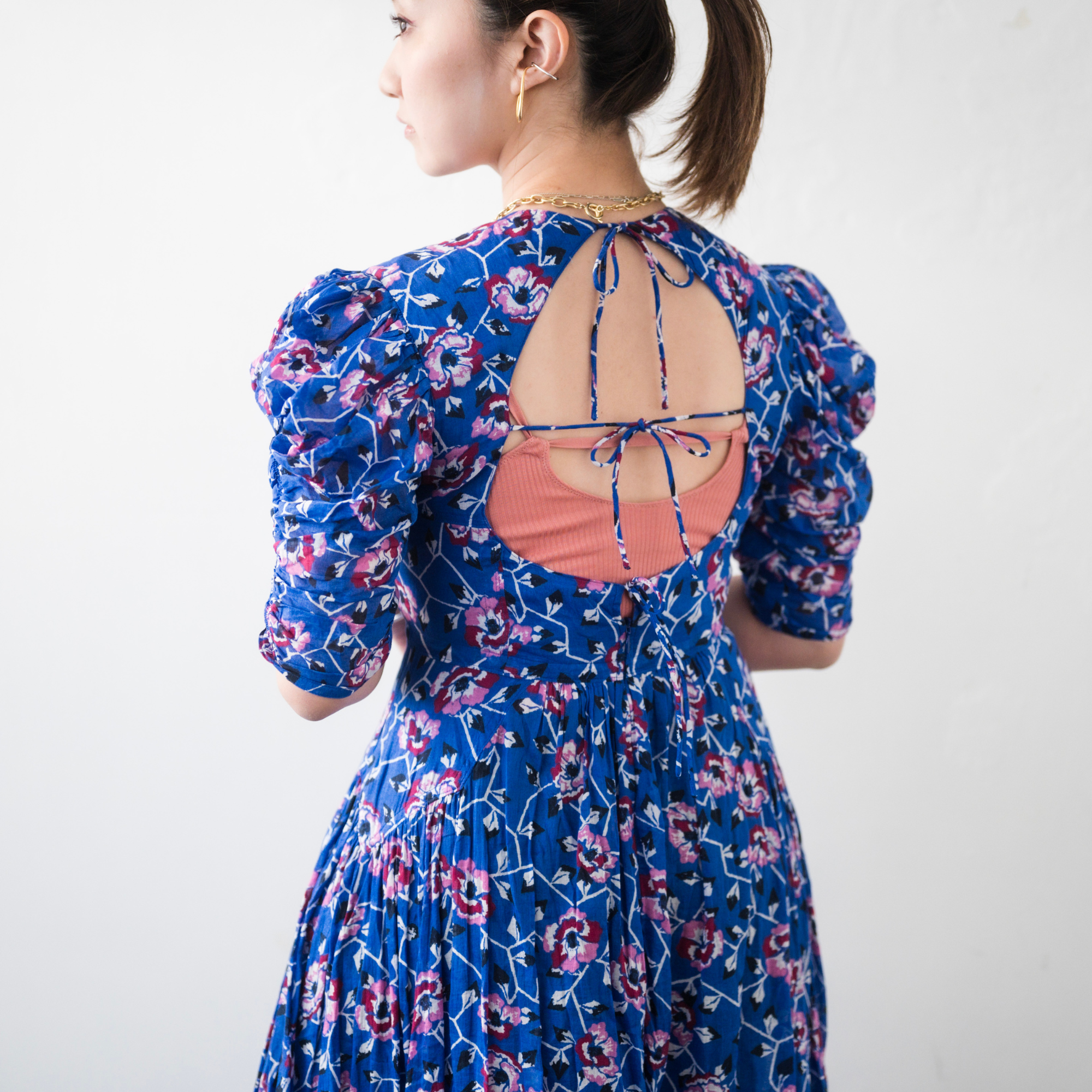 コットンアコーディオン パッド付きストレートキャミソール