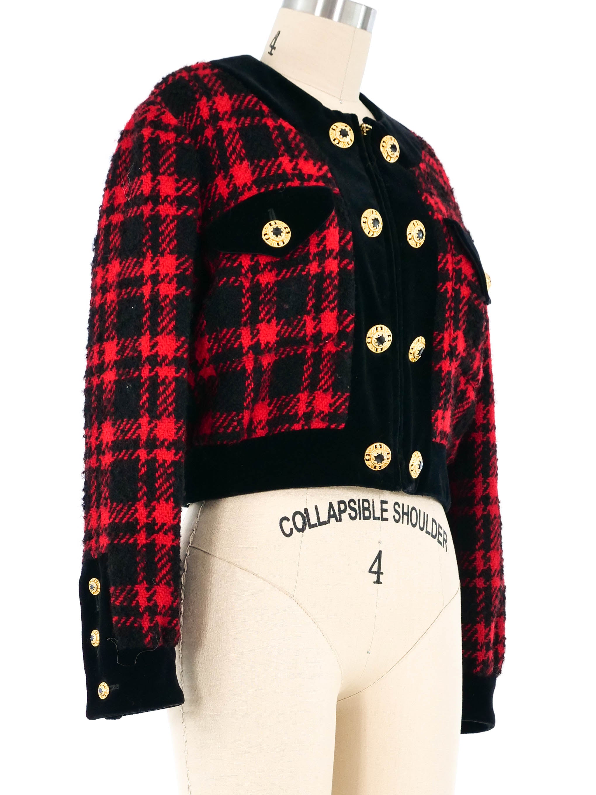 Moschino Red Tweed Cropped Jacket