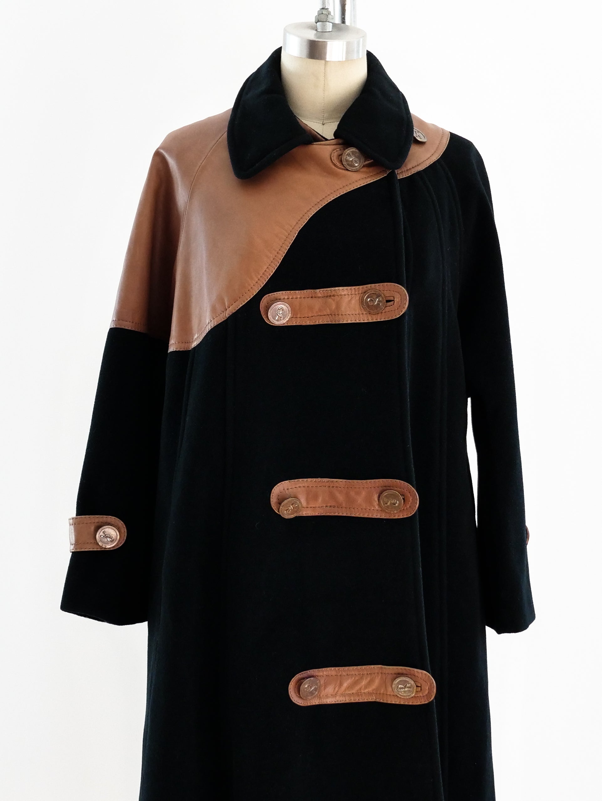 Roberta di Camerino Wool and Leather Coat