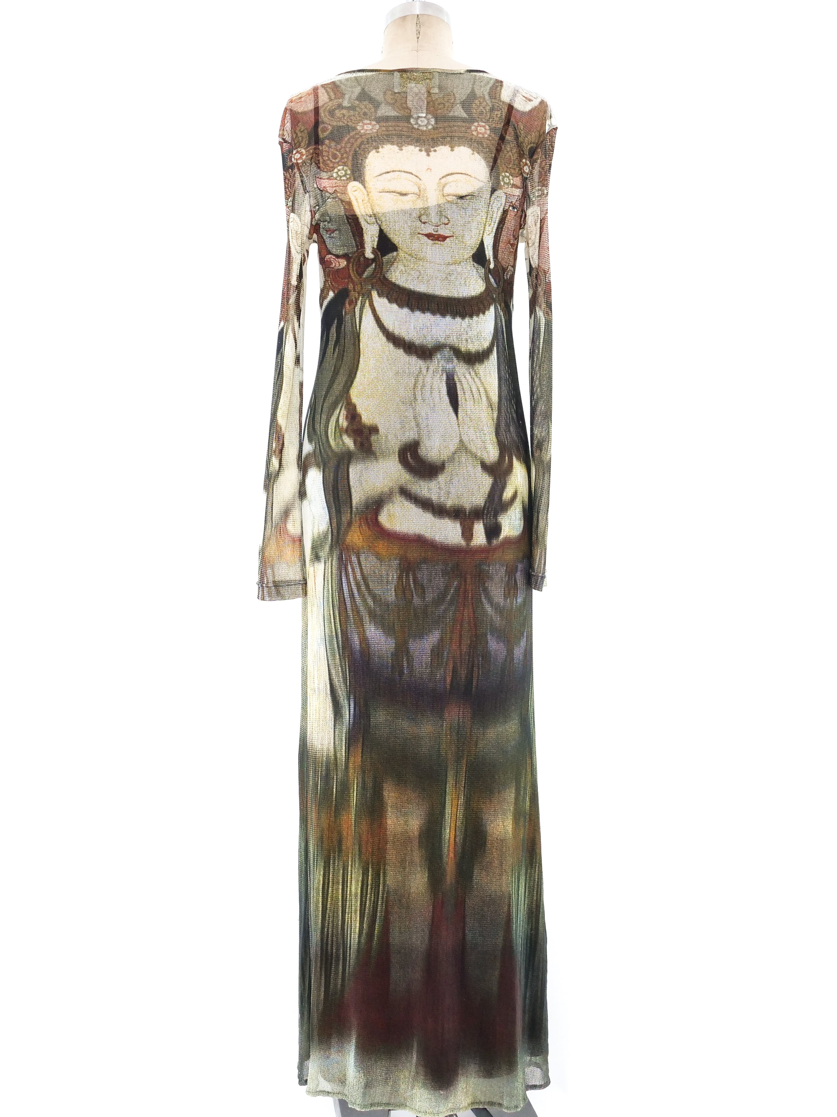 Vivienne Tam Buddha Printed Net Maxi Dress