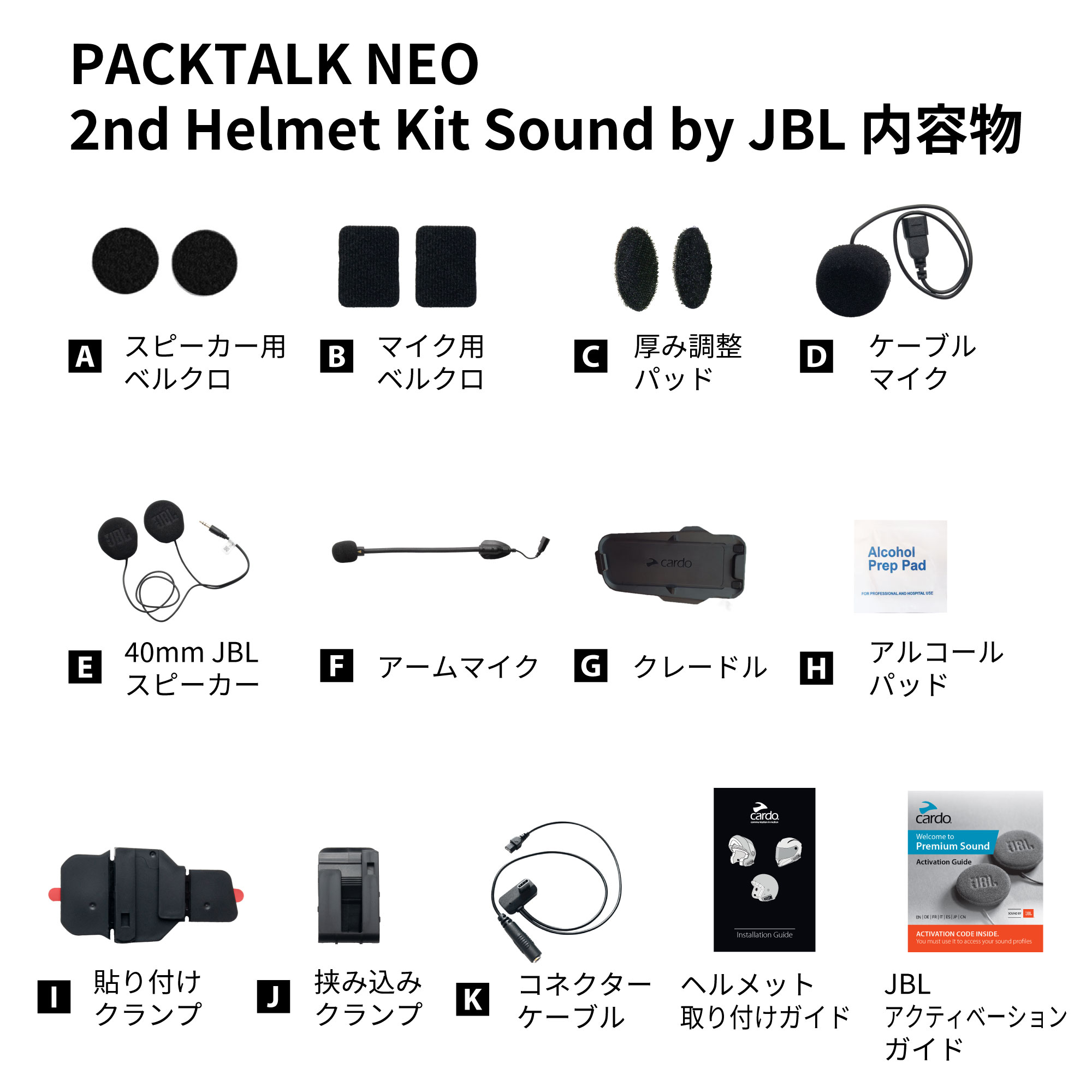 PACKTALK NEO - 2nd Helmet Kit (Sound by JBL) - Cardo - 株式会社