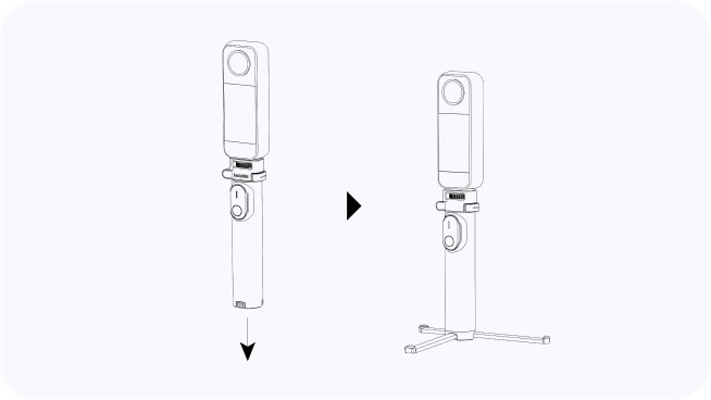 Insta360 折りたたみ式内蔵三脚付き自撮り棒リモコンキット（1/4インチ