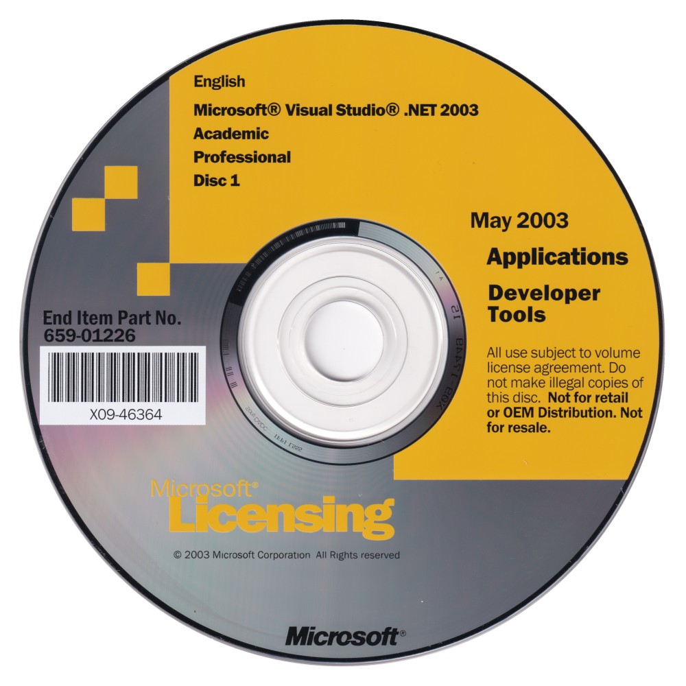 Microsoft Visual Studio .NET 2003 Professional Edition, Disc 1