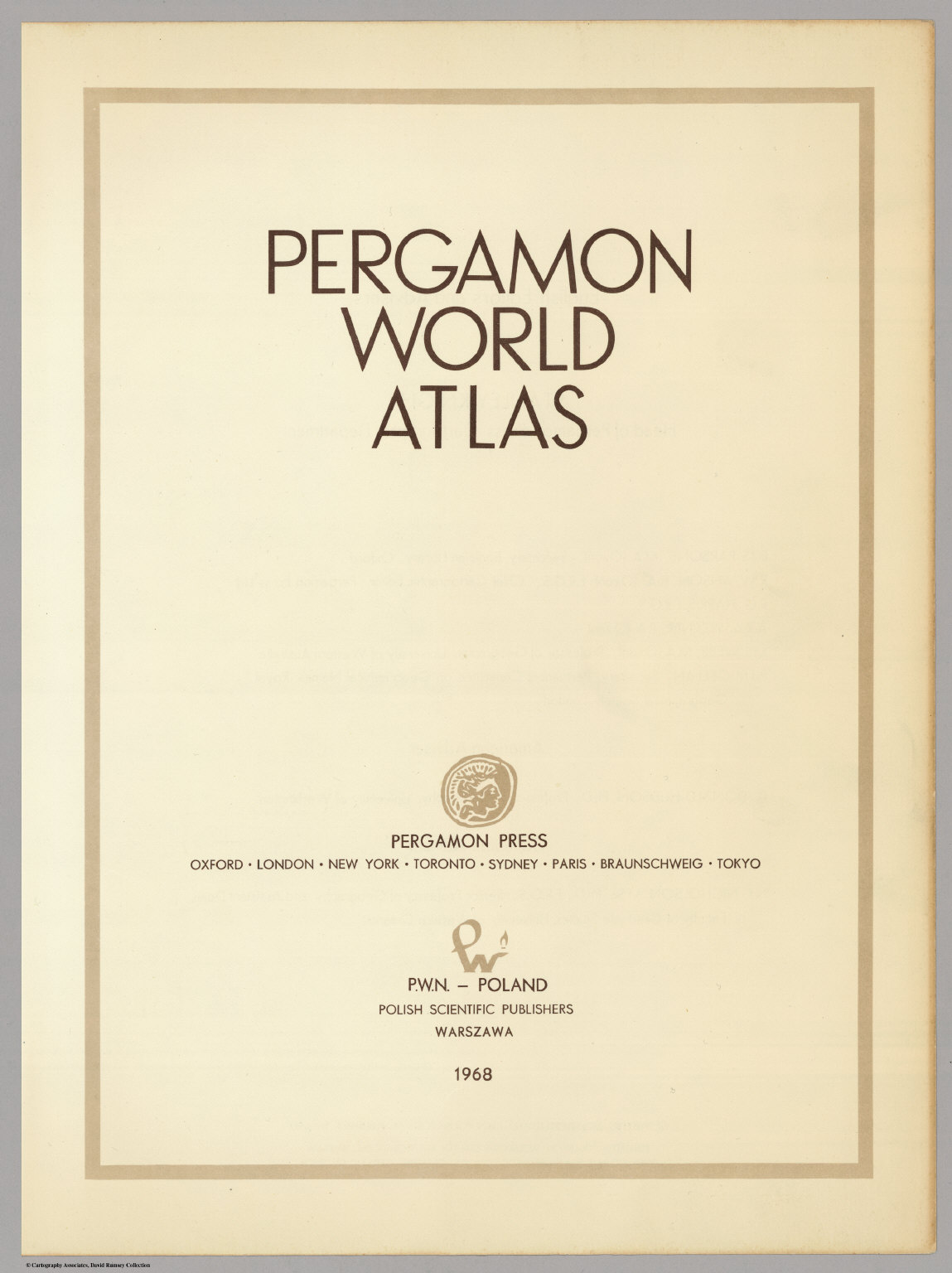 Title Page) Pergamon World Atlas. Pergamon Press. Oxford, London
