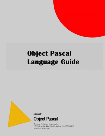 Object Pascal Language Guide ( 2002) : Borland : Free Download