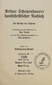 Arthur Schopenhauers sämtliche Werke  : Schopenhauer, Arthur