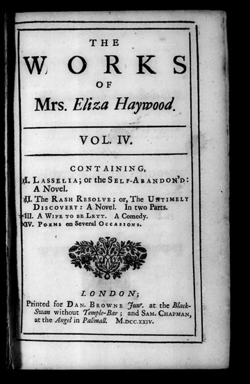The works of Mrs. Eliza Haywood; consisting of novels, letters