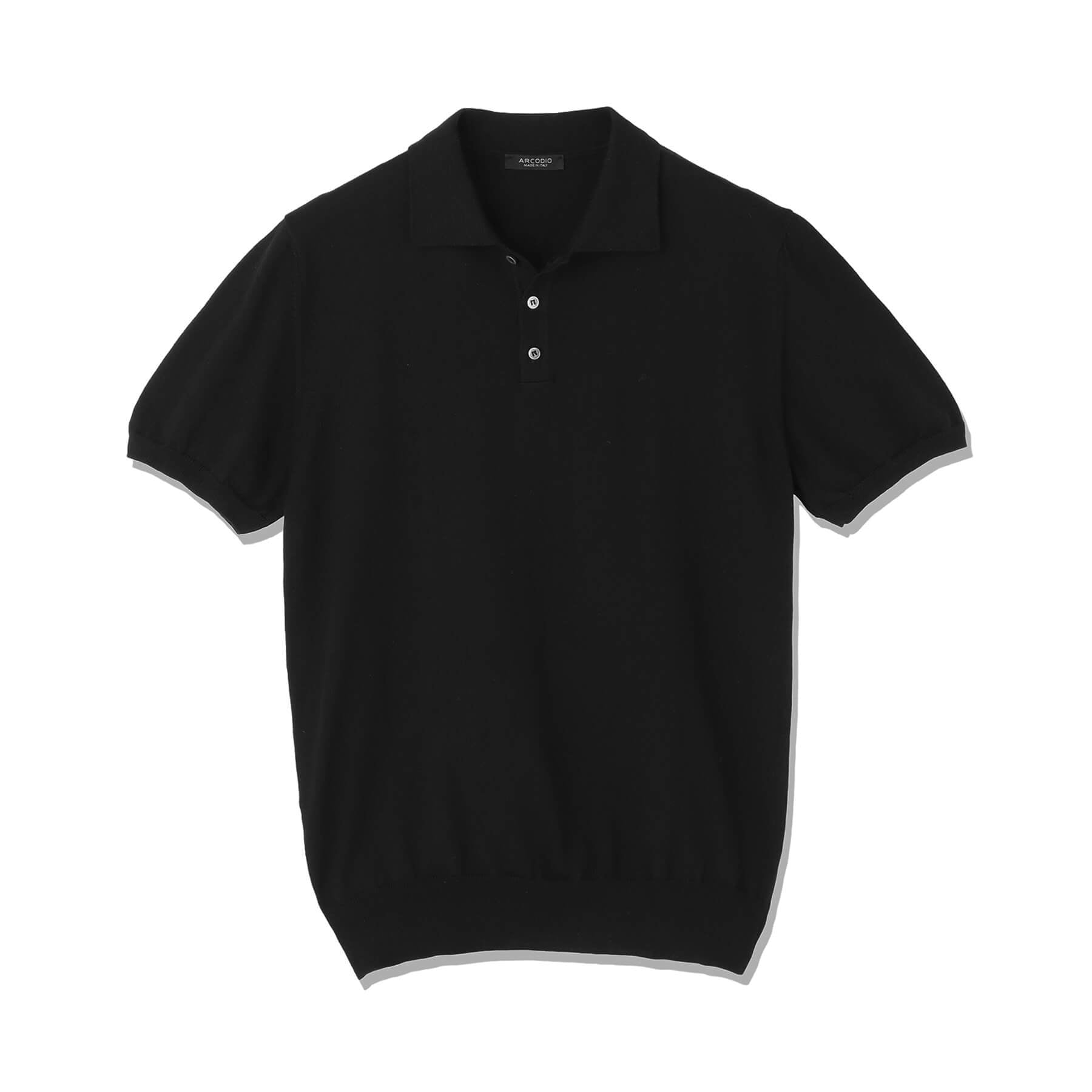 予約販売】イタリア製コットンニット 半袖ポロ col.ブラック - ARCODIO
