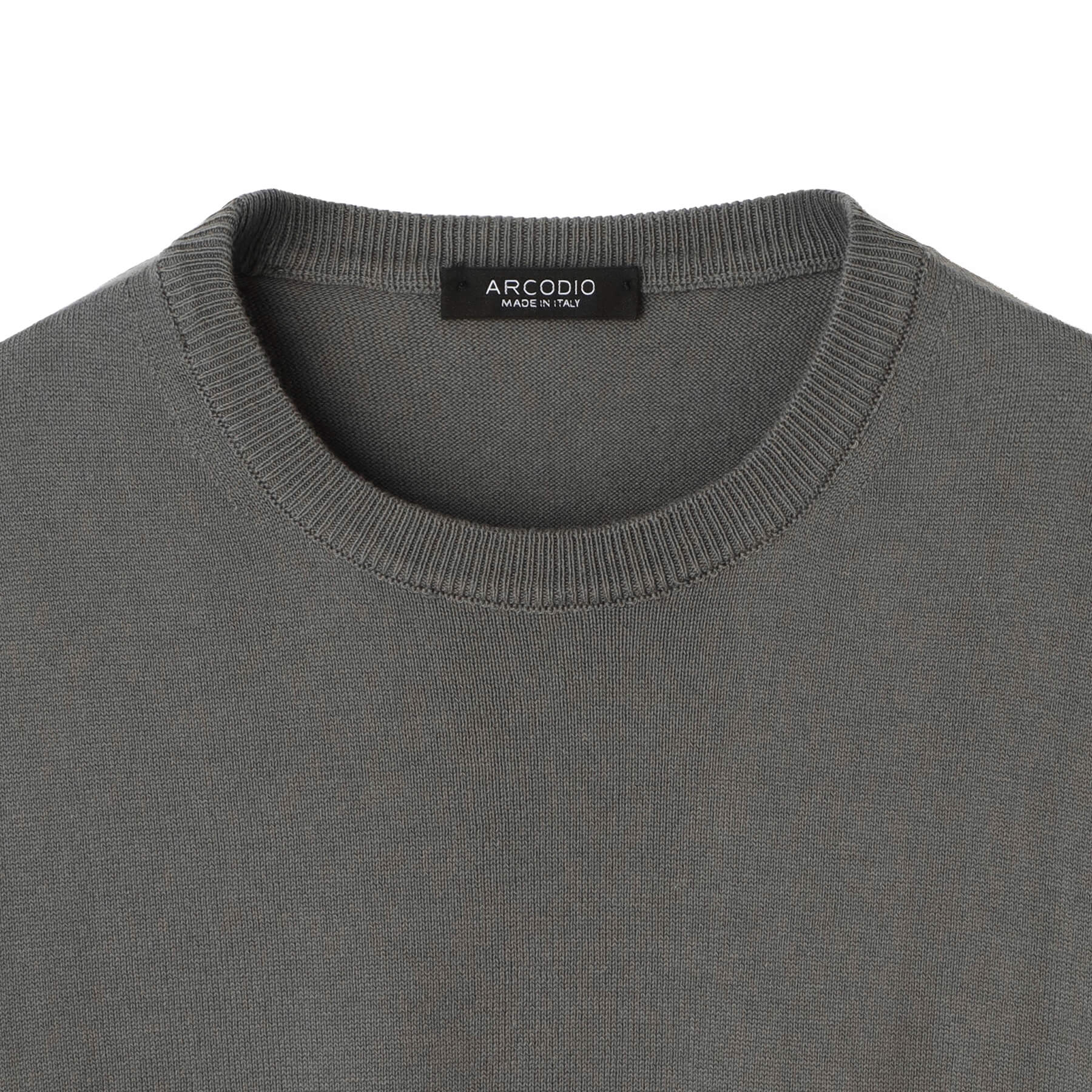 イタリア製コットンニット 長袖クルーネック col.グレー - ARCODIO