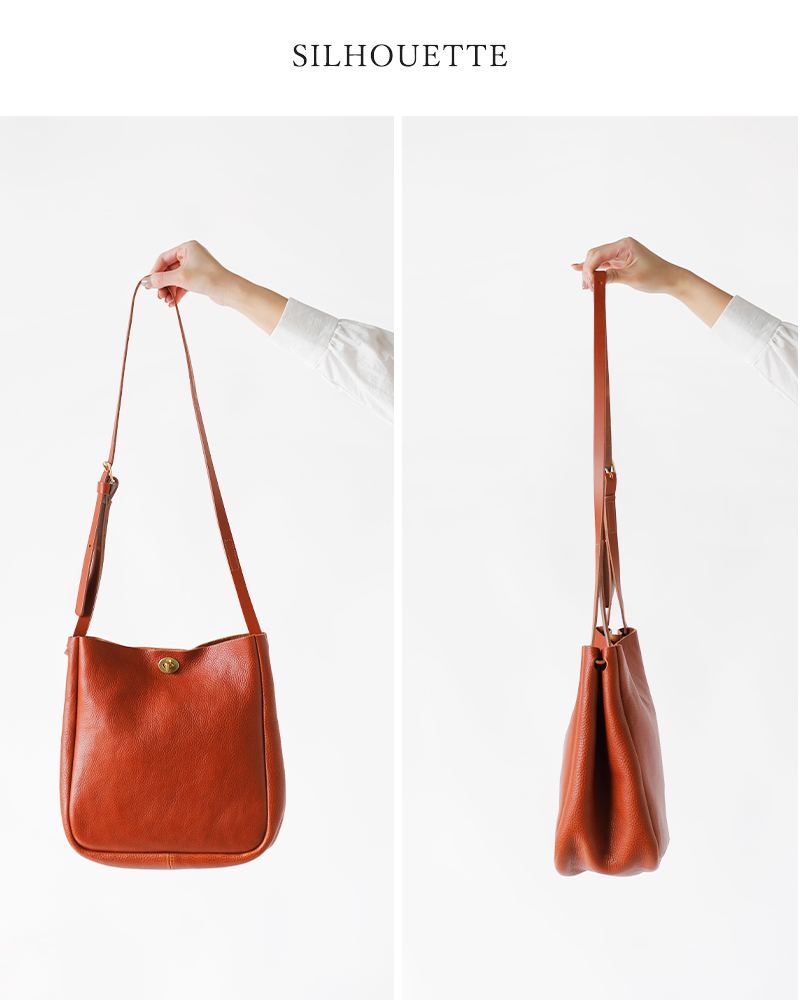 Mimi ミミ レザー ターンロック バケット ショルダーバッグ “MORZINE