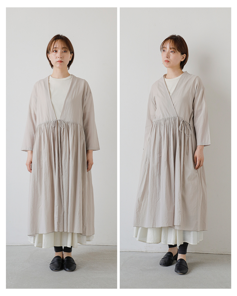 evam eva エヴァムエヴァ コットン ギャザー ローブ e253t021-mn