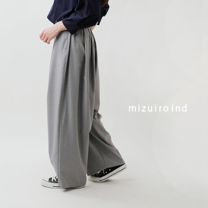 mizuiro ind ミズイロインドとろみ ドレープ ワイド タック パンツ 2