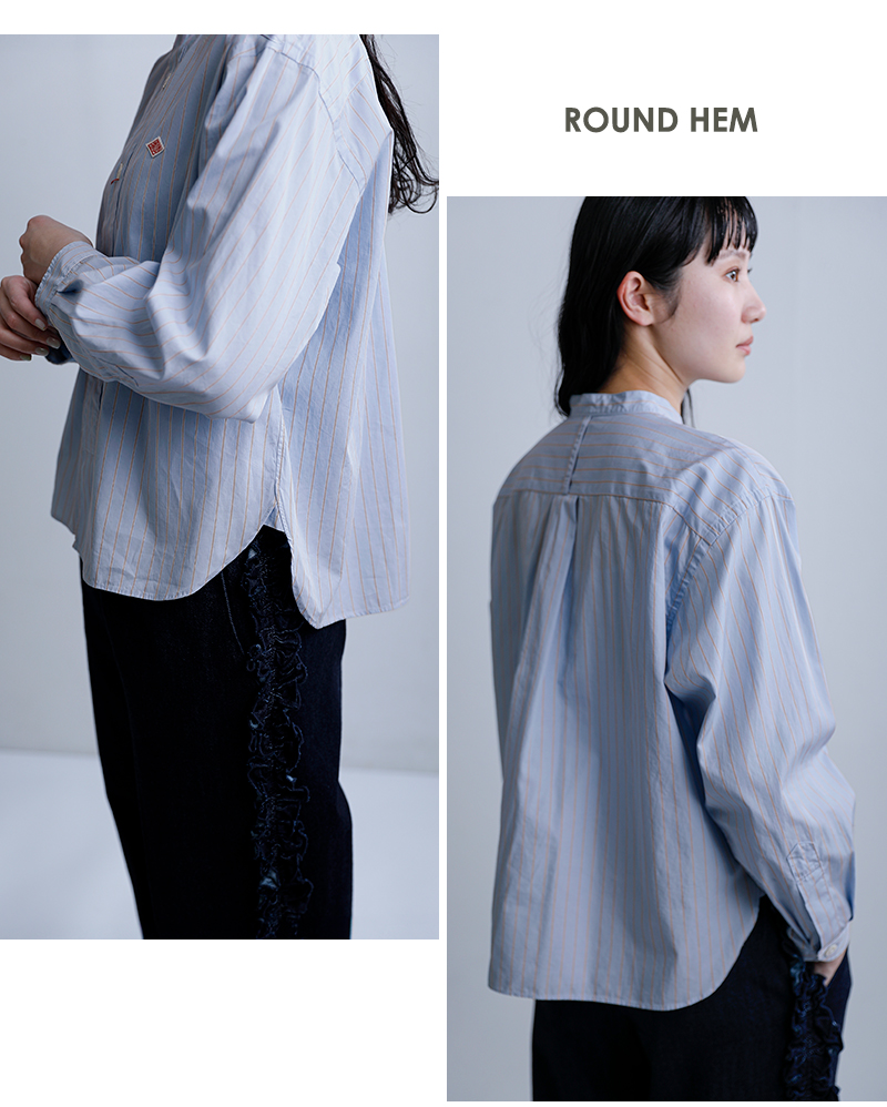 DANTON ダントン コットンポプリン バンドカラー シャツ dt-b0341rpl