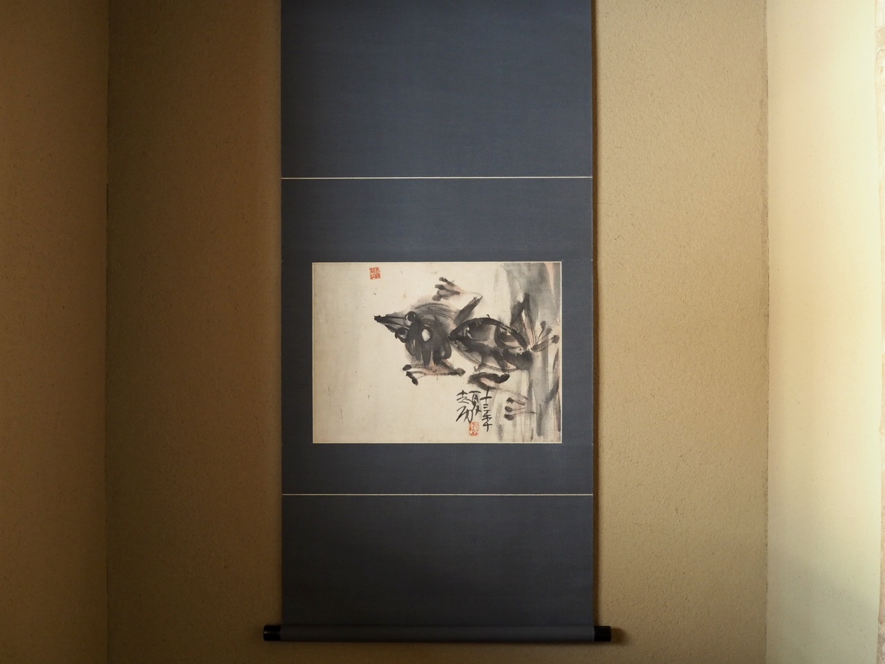 古作 棟方志功 河童圖 色紙掛 肉筆 倭絵色紙 リサイクルショップ掘出し