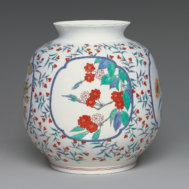 柿右衛門、花瓶 骨董、古美術 13代 酒井田 柿右衛門 錦唐花文水注 K506