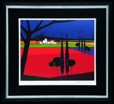 ロジェ・ボナフェ『 村と大きな赤い木』 | シルクスクリーン | 日経アート